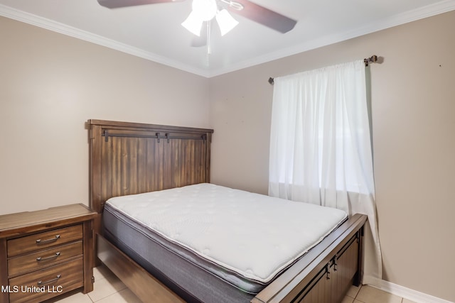 28121 Dusty Ln, Picayune, MS 39466 - bedroom featuring light tile patterned floors, ornamental molding, and ceiling fan