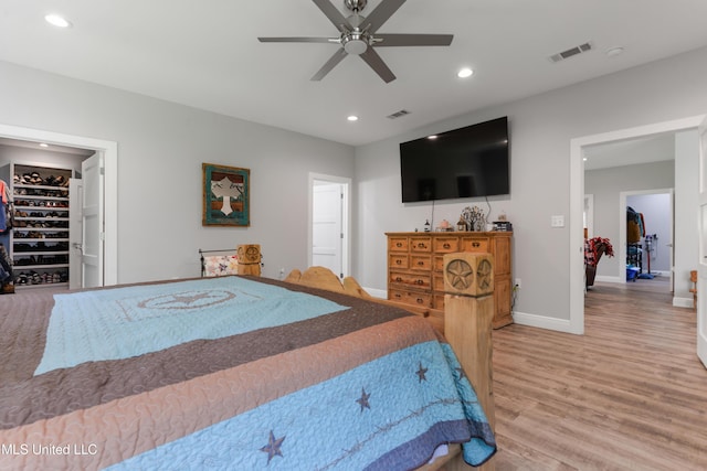 19640 Busby Rd, Vancleave, MS 39565 - bedroom featuring recessed lighting, light wood-style flooring, visible vents, and baseboards