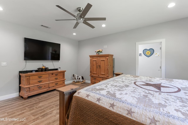 19640 Busby Rd, Vancleave, MS 39565 - bedroom with visible vents, baseboards, recessed lighting, and light wood-style floors
