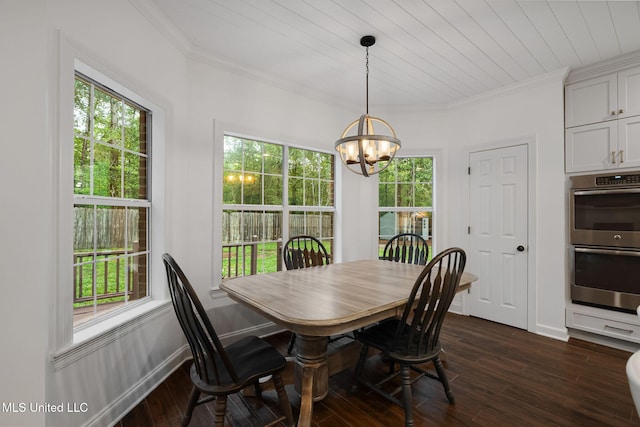 32 Cambrooke, Hattiesburg, MS 39402 - dining space featuring a chandelier, ornamental molding, dark wood-style floors, and baseboards