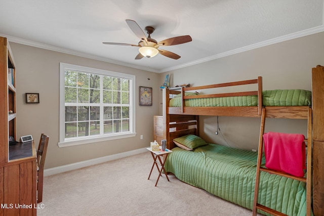 32 Cambrooke, Hattiesburg, MS 39402 - bedroom featuring baseboards, carpet flooring, ornamental molding, and a ceiling fan