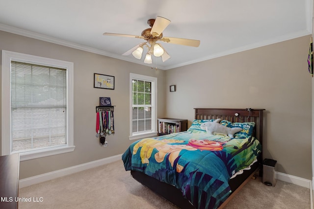 32 Cambrooke, Hattiesburg, MS 39402 - bedroom with carpet floors, baseboards, crown molding, and a ceiling fan