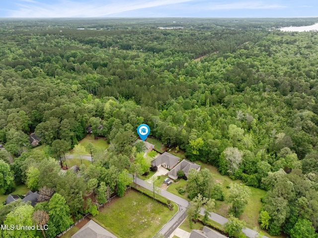 32 Cambrooke, Hattiesburg, MS 39402 - aerial view of property and surrounding area featuring a heavily wooded area