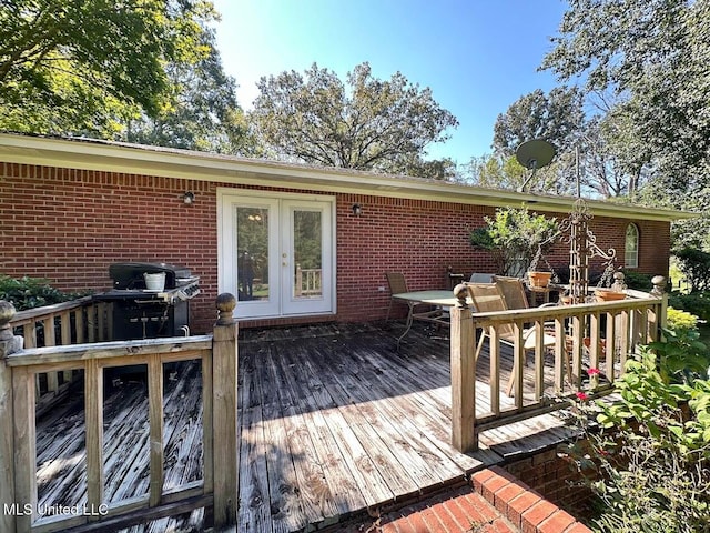 wooden terrace with french doors