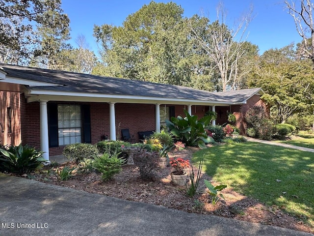 ranch-style home with a front yard