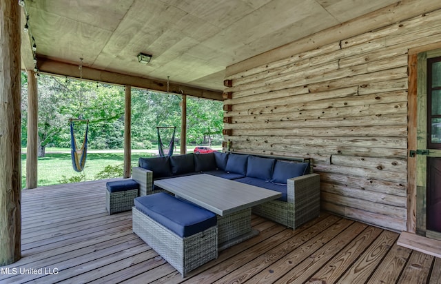 106 Mcwilliams Dr, Terry, MS 39170 - wooden terrace with outdoor lounge area