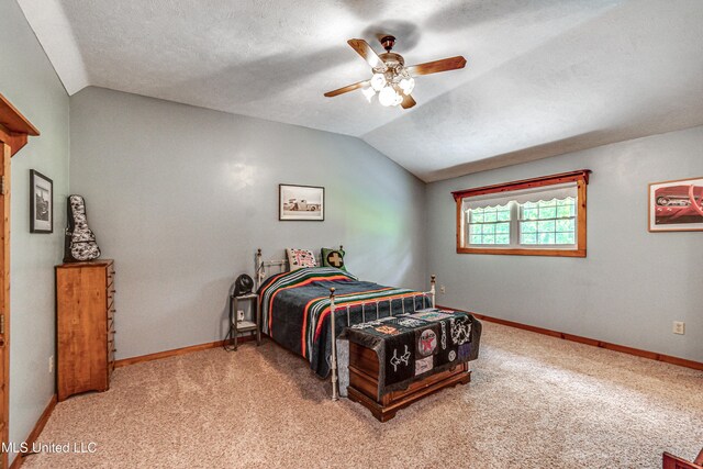 106 Mcwilliams Dr, Terry, MS 39170 - bedroom featuring lofted ceiling, carpet floors, baseboards, and a ceiling fan