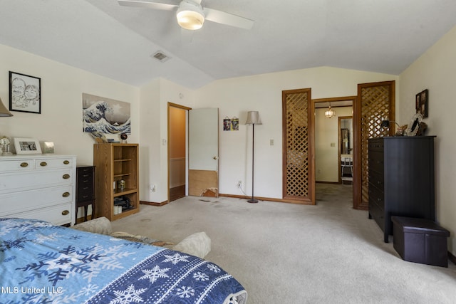 5539 Gates Ave, Long Beach, MS 39560 - bedroom with lofted ceiling, carpet floors, baseboards, and a ceiling fan