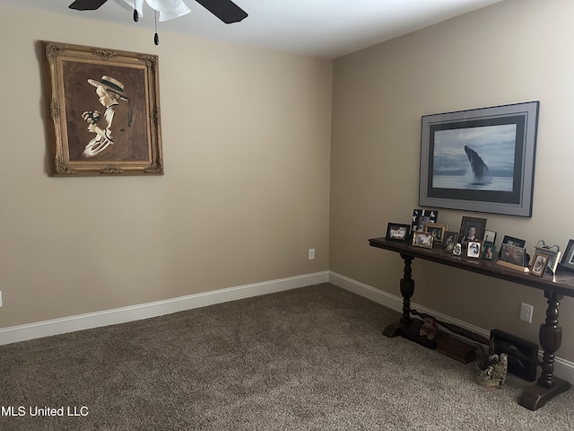 6819 Hawks Vw, Olive Branch, MS 38654 - unfurnished room with dark colored carpet, a ceiling fan, and baseboards
