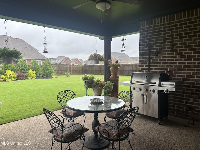 6819 Hawks Vw, Olive Branch, MS 38654 - view of patio / terrace with a ceiling fan, area for grilling, and outdoor dining area