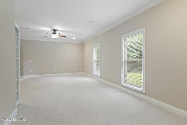 191 N Brandon Blvd, Brandon, MS 39042 - unfurnished room with ornamental molding, ceiling fan, and light carpet