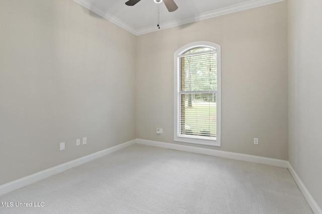 191 N Brandon Blvd, Brandon, MS 39042 - empty room with a ceiling fan, ornamental molding, and light carpet