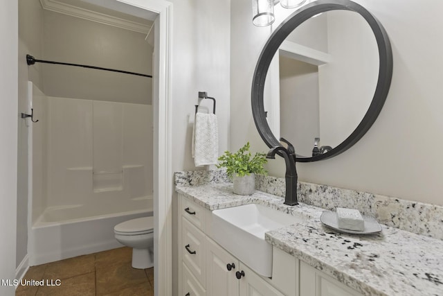 191 N Brandon Blvd, Brandon, MS 39042 - bathroom featuring vanity, shower / bathtub combination, ornamental molding, and tile patterned floors