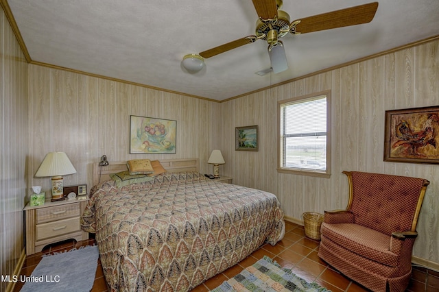 121 Belle Island Dr, Vicksburg, MS 39183 - tiled bedroom featuring visible vents, a ceiling fan, and ornamental molding