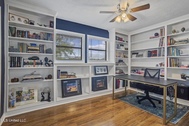821 Planters Point Dr, Canton, MS 39046 - office space featuring a textured ceiling, a ceiling fan, and wood finished floors