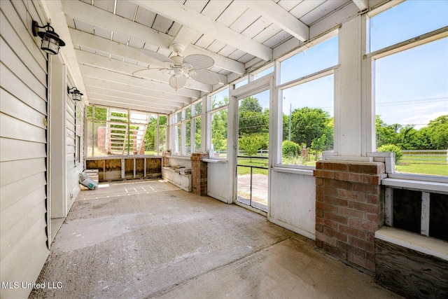 2185 Plum Point Rd, Southaven, MS 38672 - unfurnished sunroom with ceiling fan and plenty of natural light