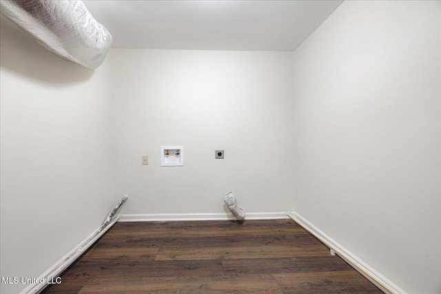 2185 Plum Point Rd, Southaven, MS 38672 - washroom featuring hookup for a washing machine, hookup for an electric dryer, dark wood finished floors, and baseboards