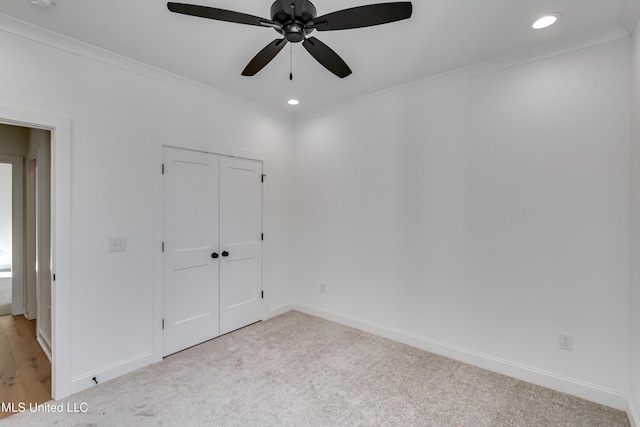 614 Cobalt Way, Brandon, MS 39042 - unfurnished bedroom with crown molding, ceiling fan, and a closet