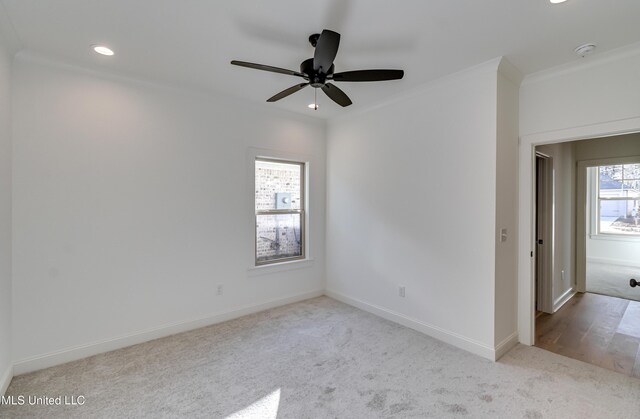 614 Cobalt Way, Brandon, MS 39042 - unfurnished room featuring crown molding, light colored carpet, and ceiling fan