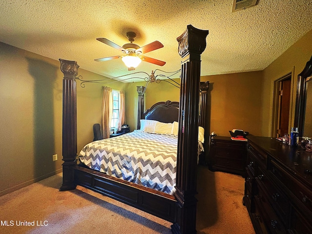 101 Dogwood Cir, Brandon, MS 39047 - bedroom featuring carpet, a textured ceiling, and ceiling fan