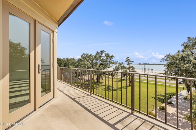 balcony with a water view