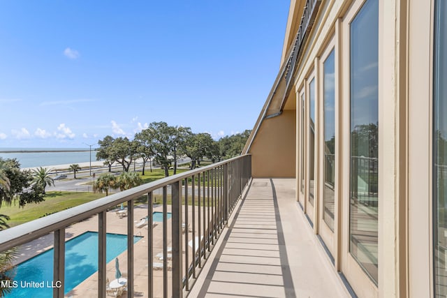 balcony with a water view