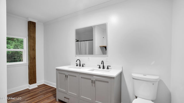 9083 Old River Rd Lot 1, Petal, MS 39465 - full bath featuring double vanity, wood finished floors, toilet, crown molding, and baseboards