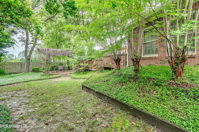 26 Woodgate Dr, Brandon, MS 39042 - view of yard with fence and a deck