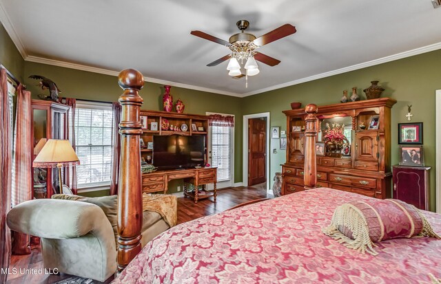 26 Woodgate Dr, Brandon, MS 39042 - bedroom featuring baseboards, ceiling fan, ornamental molding, and wood finished floors