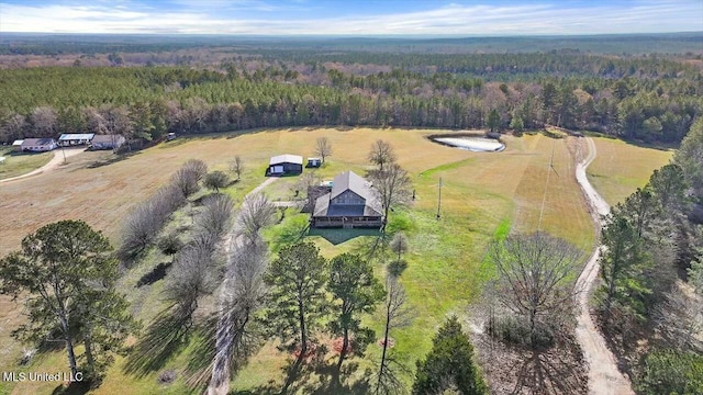 aerial view with a rural view