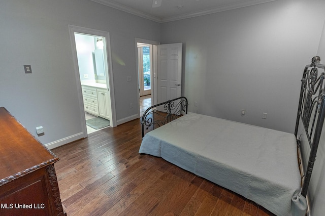 107 Hawks Nest Blf, Ridgeland, MS 39157 - bedroom with wood finished floors, crown molding, ensuite bath, and baseboards