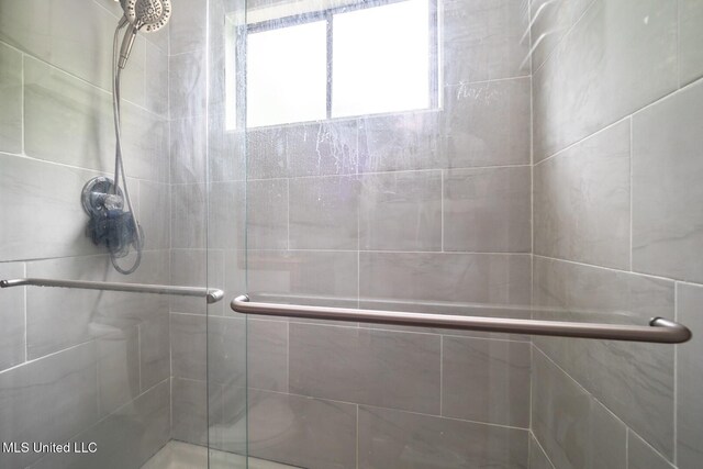bathroom featuring a shower stall