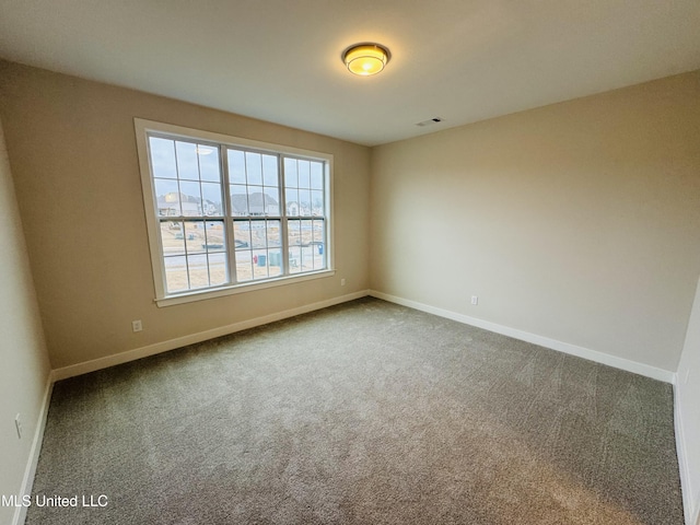 spare room featuring baseboards and carpet flooring