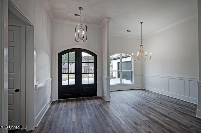100 Grayson Way, Madison, MS 39110 - entryway with a chandelier, french doors, plenty of natural light, and arched walkways