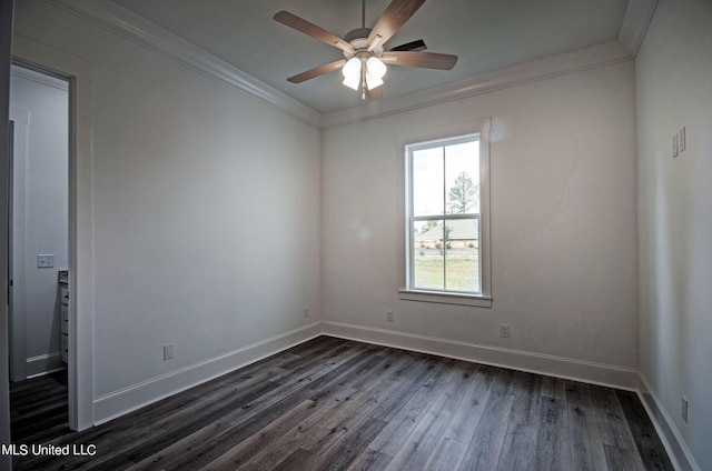 100 Grayson Way, Madison, MS 39110 - spare room featuring dark wood-type flooring, a ceiling fan, ornamental molding, and baseboards