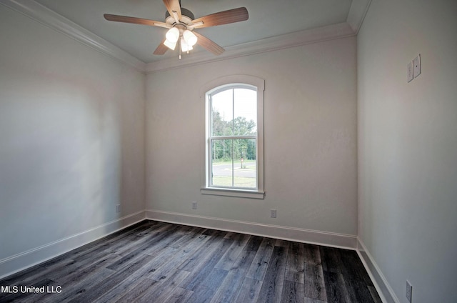 100 Grayson Way, Madison, MS 39110 - spare room with baseboards, ornamental molding, ceiling fan, and dark wood-style flooring