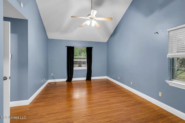 139 Booth Cir, Ocean Springs, MS 39564 - unfurnished room with ceiling fan, healthy amount of natural light, wood finished floors, and vaulted ceiling