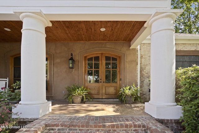 property entrance with french doors