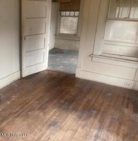 spare room featuring dark wood-type flooring