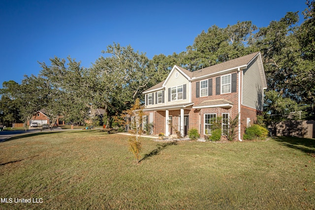 view of front of home with a front yard