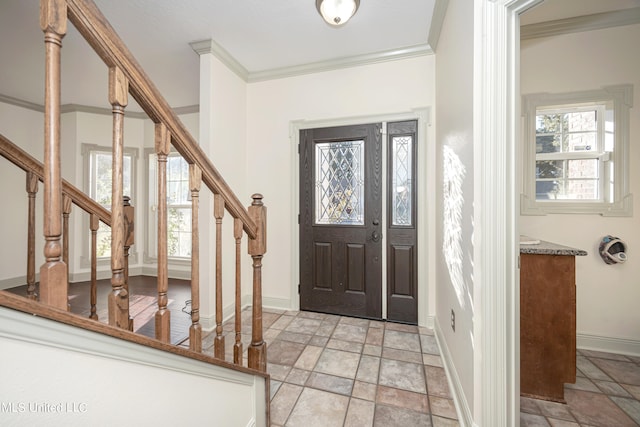 entrance foyer with ornamental molding