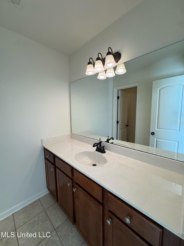 bathroom featuring tile patterned flooring and vanity