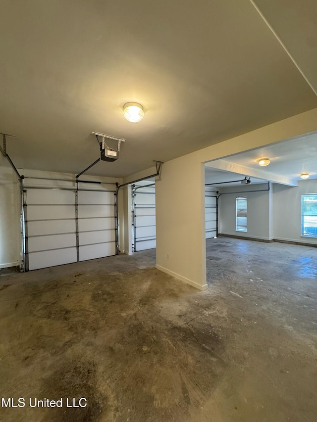 garage with a garage door opener