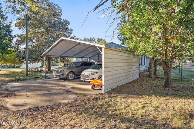 view of car parking featuring a carport