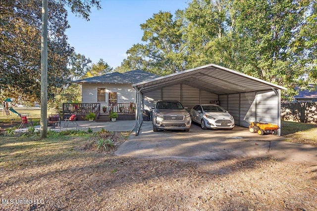 view of vehicle parking featuring a carport