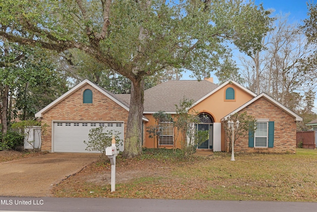 view of front of property with a garage