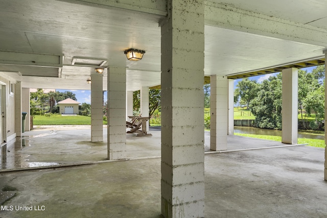 view of garage