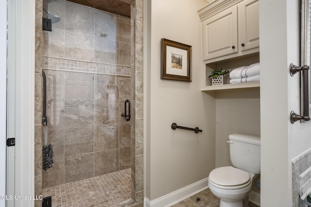 23 Callaway Ct, Hattiesburg, MS 39402 - full bath featuring a shower stall, baseboards, toilet, and tile patterned floors