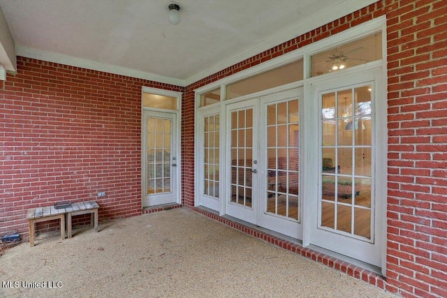 view of patio featuring french doors