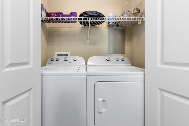 washroom featuring independent washer and dryer